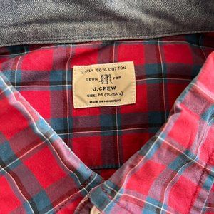 Red Plaid JCrew Button Down, Size M
